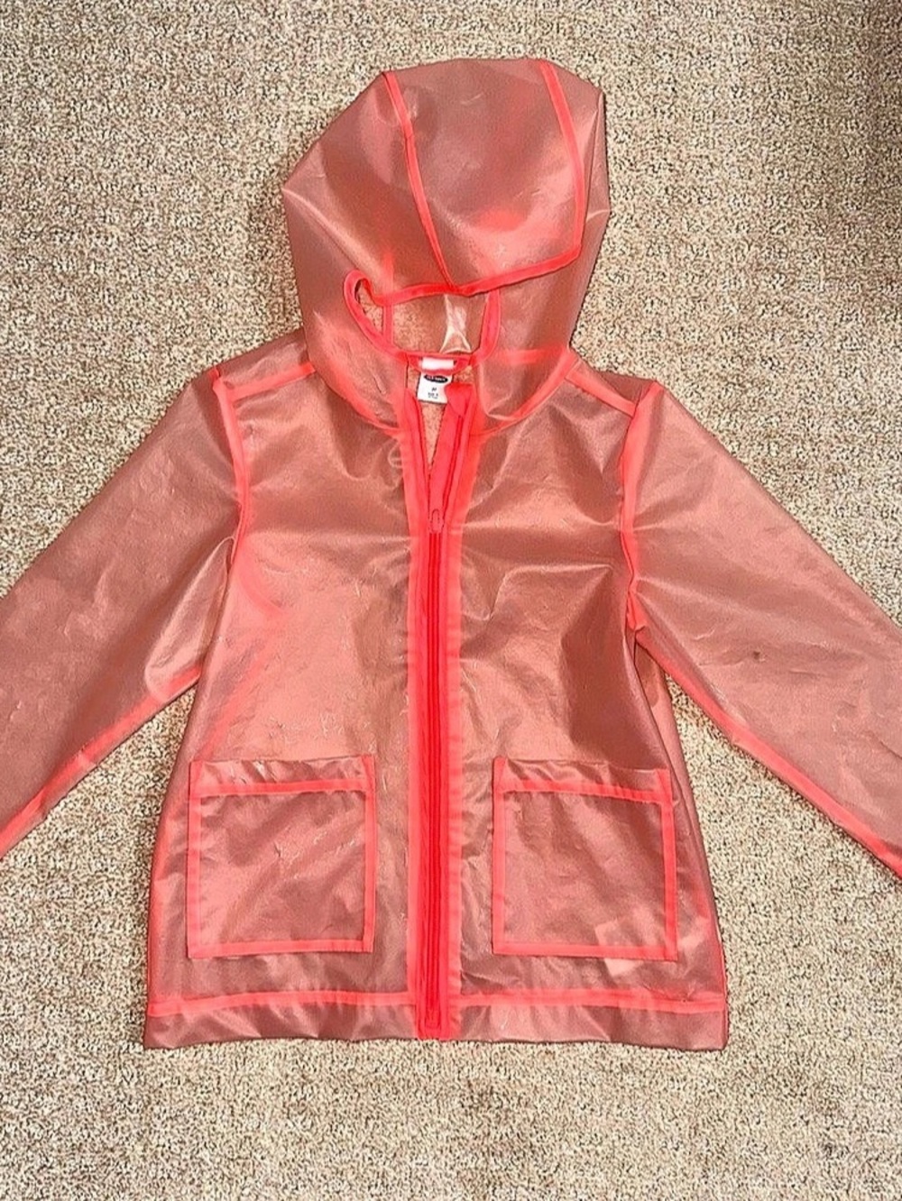 Old Navy Translucent Hooded Raincoat - Neon Pink 3T